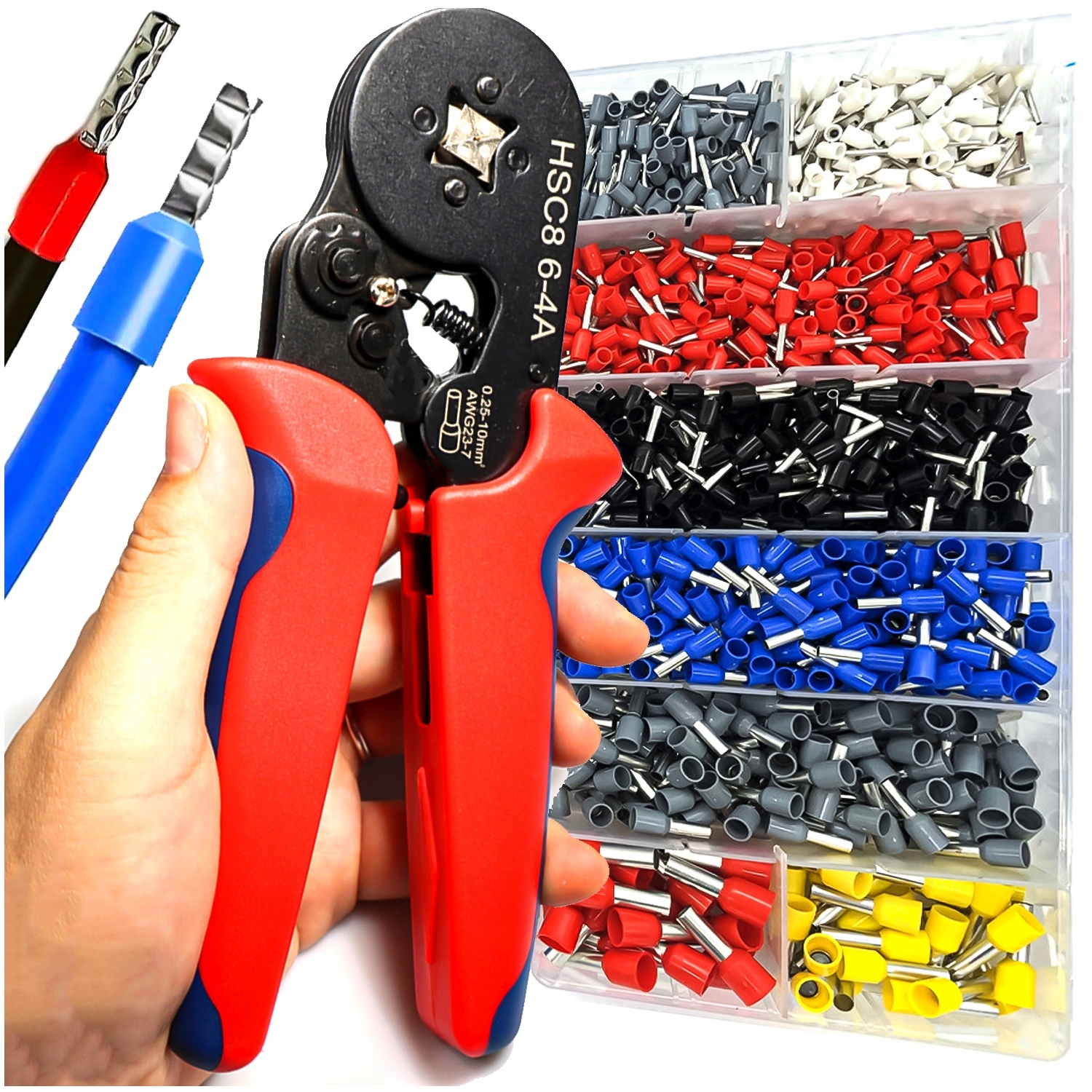 profiHOT krimpovací nôž KRIMOVACIE KLIEŠTE sada objímok konektorov 0,25 mm² - 10 mm² + krimpovacie náradie profiHOT SADA KRIMOVACÍCH NÁDOBÍ 1200 PRVKOV 0,25 mm² - 10 mm²